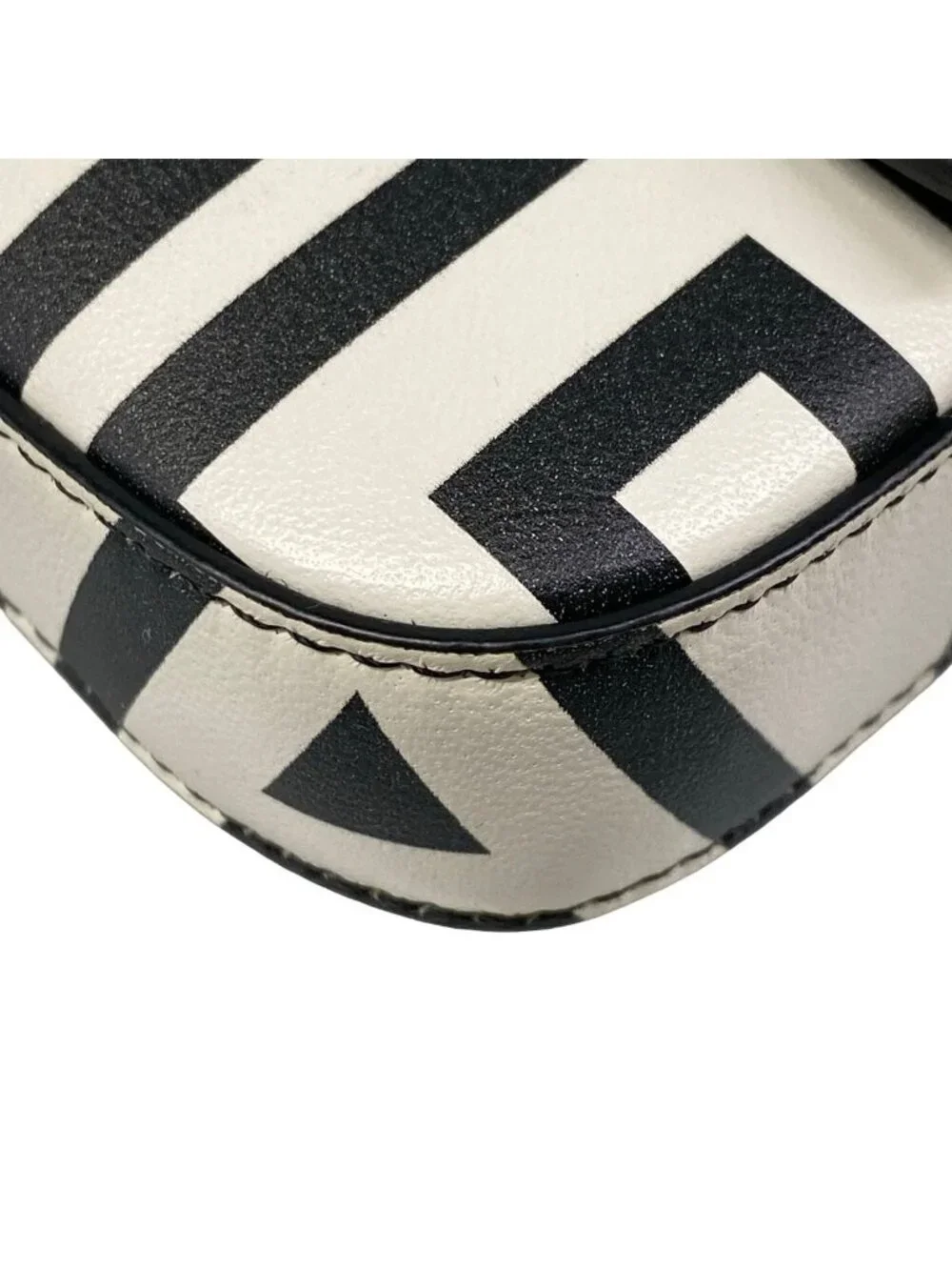 Fendi Baguette Phone Pouch Black White Mini Bag Leather
